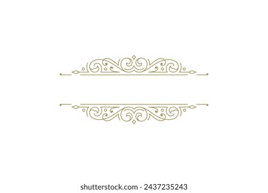 Vintage ornament swirl text divider filigree calligraphic vector illustration. Classic flourishes separator for text decoration. Decorative design element for certificate or wedding invitation card