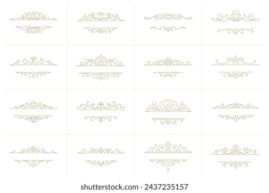 Vintage ornament swirl text dividers filigree calligraphic vector set. Classic flourishes separators for text decoration. Decorative design elements for certificate diploma or wedding invitation card