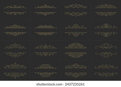 Vintage ornament swirl text dividers filigree calligraphic vector set. Classic flourishes separators for text decoration. Decorative design elements for certificate diploma or wedding invitation card