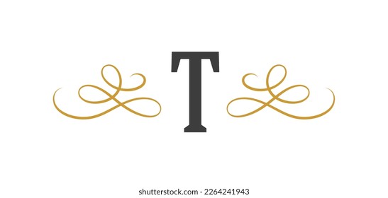 Vintage ornament swirl text separator calligraphic filigree vector illustration. Classical flourishes divider element for text decoration. Decorative design for certificate and wedding invitation