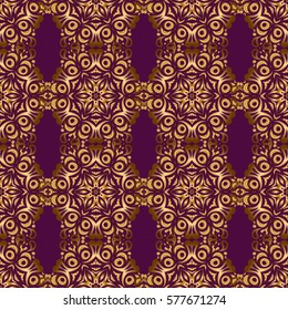 Vintage ornament. Vector illustration. Simple seamless pattern - gold stars on a purple background.