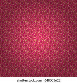 Vintage ornament. Vector illustration. Simple seamless pattern - gold stars on a magenta background.