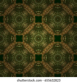 Vintage ornament. Vector illustration. Simple seamless pattern - gold stars on a green background.