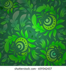 Vintage ornament. Vector illustration. Simple seamless pattern - green elements.