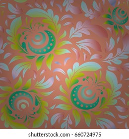 Vintage ornament. Vector illustration. Simple seamless pattern - green and yellow elements.