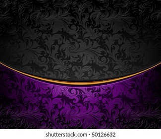 Vintage ornament violet and black, vector
