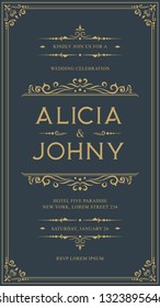 Vintage Ornament Wedding Invitation Card Template -