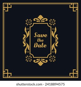 Vintage ornament wedding invitation card template design