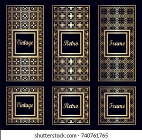 Vintage ornamental art deco frames set. Template for design. Vector illustration eps10