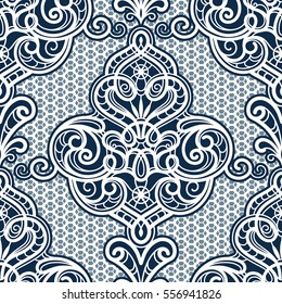 Vintage ornamental background, vector lace texture, damask seamless pattern