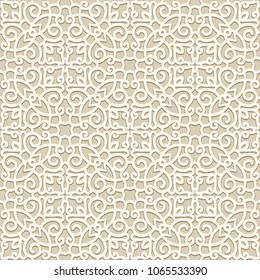 Vintage ornamental background, vector seamless pattern in neutral colors