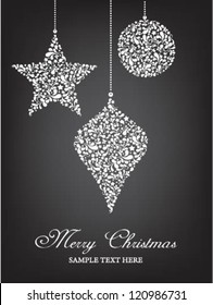 Vintage ornamental balls with dark background. Christmas illustration background