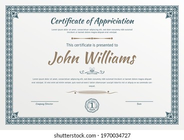 Vintage ornamental border certificate. Business simple design. Vector illustration