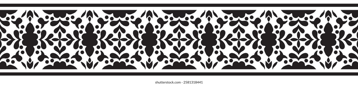 Vintage ornamental border design with ethnic pattern.