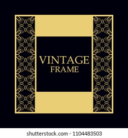 Vintage ornamental border frame on dark background