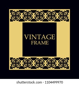 Vintage ornamental border frame on dark background