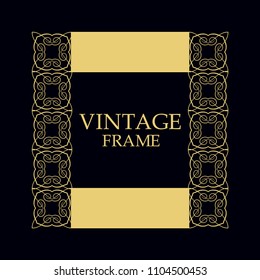 Vintage ornamental border frame on dark background