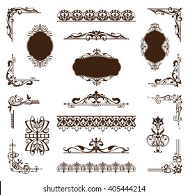 Vintage ornamental borders, frames and corners decorated with lace