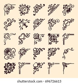 Vintage ornamental corner elements. Template for design