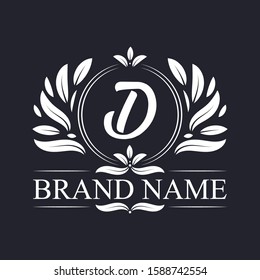 Vintage ornamental D logo design. Luxurious & elegant alphabet D letter logo design template.