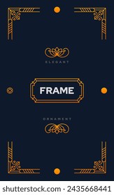 Vintage ornamental and decorative border frame. Retro luxury line art ornament vector template.