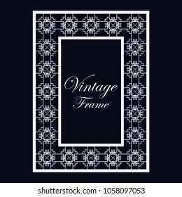 Vintage ornamental decorative label frame with ornate border. Template for design of retro frames, borders, labels. Vector illustration
