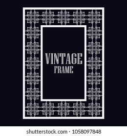 Vintage ornamental decorative label frame with ornate border. Template for design of retro frames, borders, labels. Vector illustration