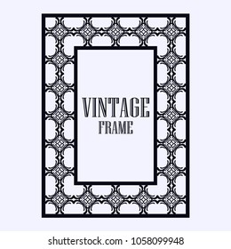 Vintage ornamental decorative label frame with ornate border. Template for design of retro frames, borders, labels. Vector illustration