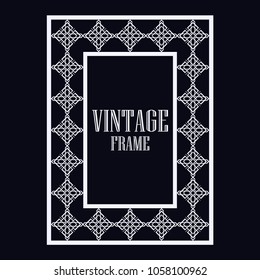 Vintage ornamental decorative label frame with ornate border. Template for design of retro frames, borders, labels. Vector illustration