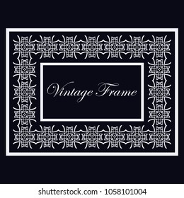 Vintage ornamental decorative label frame with ornate border. Template for design of retro frames, borders, labels. Vector illustration