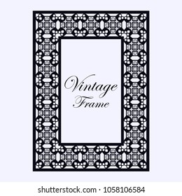 Vintage ornamental decorative label frame with ornate border. Template for design of retro frames, borders, labels. Vector illustration