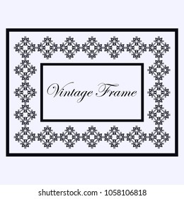 Vintage ornamental decorative label frame with ornate border. Template for design of retro frames, borders, labels. Vector illustration