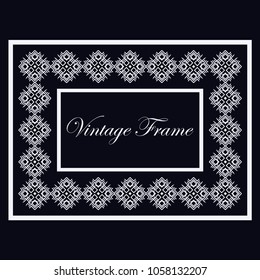 Vintage ornamental decorative label frame with ornate border. Template for design of retro frames, borders, labels. Vector illustration