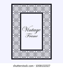 Vintage ornamental decorative label frame with ornate border. Template for design of retro frames, borders, labels. Vector illustration