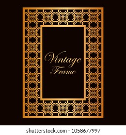 Vintage ornamental decorative label frame with ornate border. Template for design of retro frames, borders, labels. Art deco ornament. Vector illustration