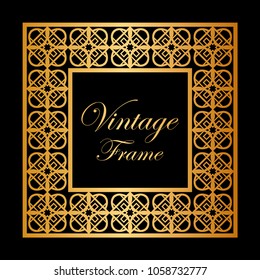 Vintage ornamental decorative label frame with ornate border. Template for design of retro frames, borders, labels. Art deco ornament. Vector illustration
