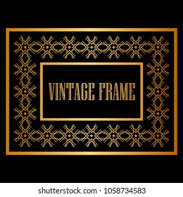 Vintage ornamental decorative label frame with ornate border. Template for design of retro frames, borders, labels. Art deco ornament. Vector illustration