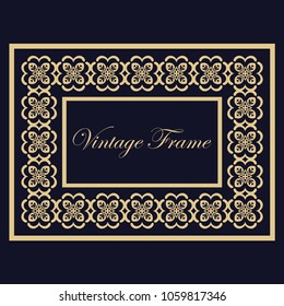 Vintage ornamental decorative label frame with ornate border. Template for design of retro frames, borders, labels. Art deco ornament. Vector illustration
