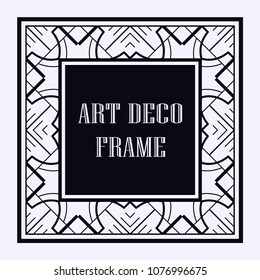 Vintage ornamental decorative label frame with ornate border and vintage pattern. Template for design of retro frames, borders, labels. Art deco ornament. Vector illustration