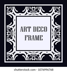 Vintage ornamental decorative label frame with ornate border and vintage pattern. Template for design of retro frames, borders, labels. Art deco ornament. Vector illustration