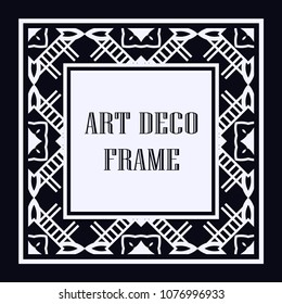 Vintage ornamental decorative label frame with ornate border and vintage pattern. Template for design of retro frames, borders, labels. Art deco ornament. Vector illustration