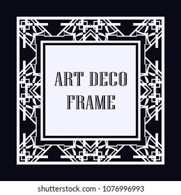 Vintage ornamental decorative label frame with ornate border and vintage pattern. Template for design of retro frames, borders, labels. Art deco ornament. Vector illustration