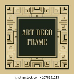 Vintage ornamental decorative label frame with ornate border and vintage pattern. Template for design of retro frames, borders, labels. Art deco ornament. Vector illustration