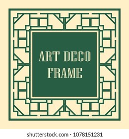 Vintage ornamental decorative label frame with ornate border and vintage pattern. Template for design of retro frames, borders, labels. Art deco ornament. Vector illustration