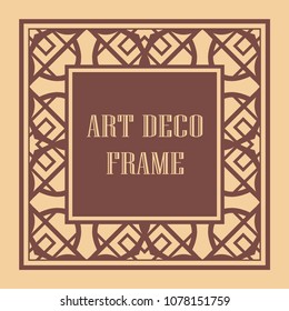 Vintage ornamental decorative label frame with ornate border and vintage pattern. Template for design of retro frames, borders, labels. Art deco ornament. Vector illustration