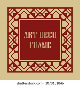 Vintage ornamental decorative label frame with ornate border and vintage pattern. Template for design of retro frames, borders, labels. Art deco ornament. Vector illustration
