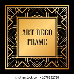 Vintage ornamental decorative label frame with ornate border and vintage pattern. Template for design of retro frames, borders, labels. Art deco ornament. Vector illustration