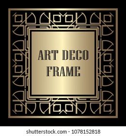 Vintage ornamental decorative label frame with ornate border and vintage pattern. Template for design of retro frames, borders, labels. Art deco ornament. Vector illustration