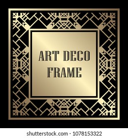 Vintage ornamental decorative label frame with ornate border and vintage pattern. Template for design of retro frames, borders, labels. Art deco ornament. Vector illustration