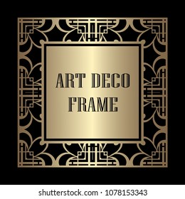 Vintage ornamental decorative label frame with ornate border and vintage pattern. Template for design of retro frames, borders, labels. Art deco ornament. Vector illustration